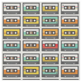 Retro Music Cassette Mix Tape Muster Stoff