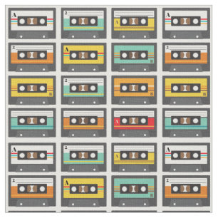 Retro Music Cassette Mix Tape Muster Stoff