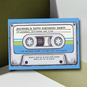 Retro Music Cassette Mixtape Men 50. Geburtstag Einladung