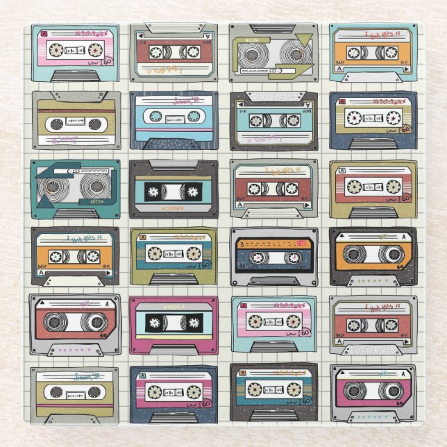 Retro Music Cassette: Nostalgisches Symbol Glasuntersetzer (Vorderseite)