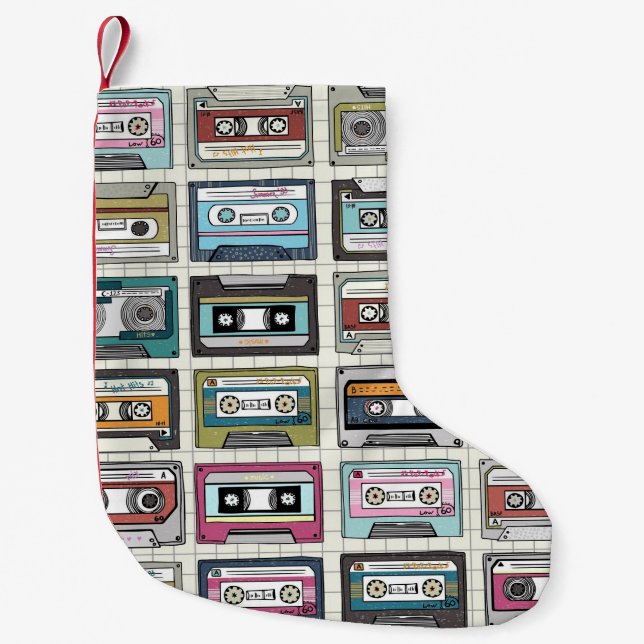 Retro Music Cassette: Nostalgisches Symbol Kleiner Weihnachtsstrumpf (Vorderseite)