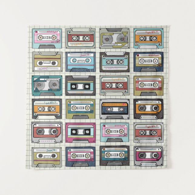 Retro Music Cassette: Nostalgisches Symbol Wandteppich (Vorderseite)