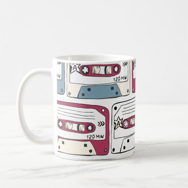 Retro Music Cassettes: Rock Background Pattern Kaffeetasse (Links)