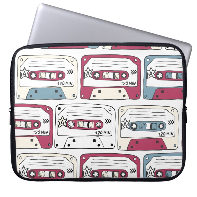 Retro Music Cassettes: Rock Background Pattern Laptopschutzhülle (Vorderseite)