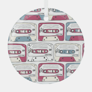 Retro Music Cassettes: Rock Background Pattern Ornament Aus Glas