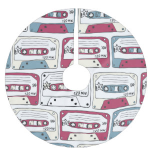 Retro Music Cassettes: Rock Background Pattern Polyester Weihnachtsbaumdecke