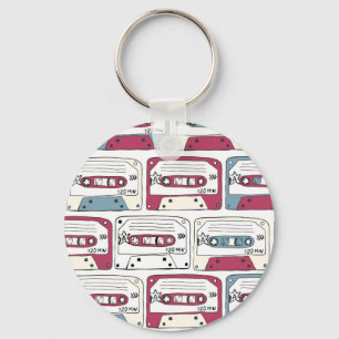 Retro Music Cassettes: Rock Background Pattern Schlüsselanhänger