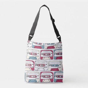 Retro Music Cassettes: Rock Background Pattern Tragetaschen Mit Langen Trägern