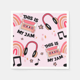 Retro Music Dance Party Pattern Pink Serviette
