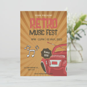 Retro Music Fest Flyer, Retro Music Party laden ei Einladung