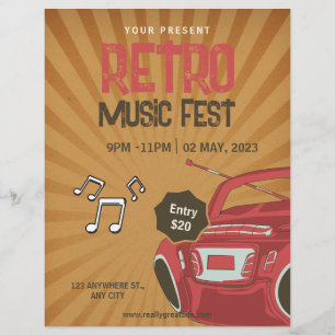 Retro Music Fest Flyer, Retro Music Party laden ei Flyer