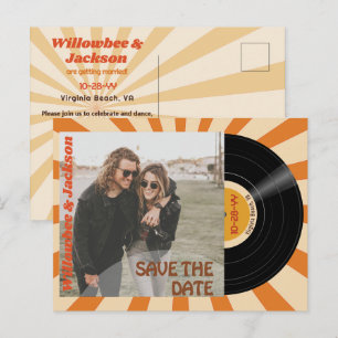 Retro Music Festival Record Save the Date Postkart Ankündigungspostkarte