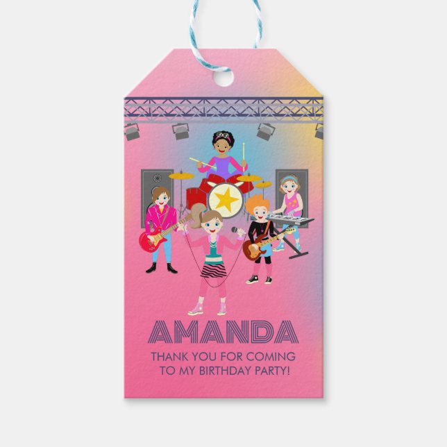 Retro Music Girls Band Birthday Party Geschenkanhänger (Vorderseite)