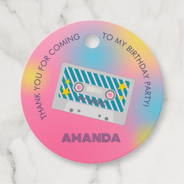 Retro Music Girls Band Birthday Party Geschenkanhänger (Vorderseite)
