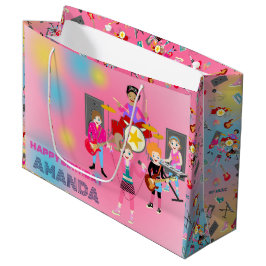 Retro Music Girls Band Birthday Party Große Geschenktüte