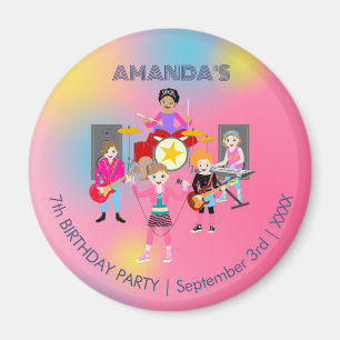 Retro Music Girls Band Birthday Party Magnet