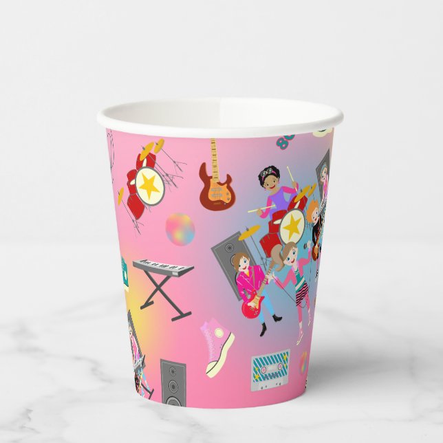 Retro Music Girls Band Birthday Party Pappbecher (Links)