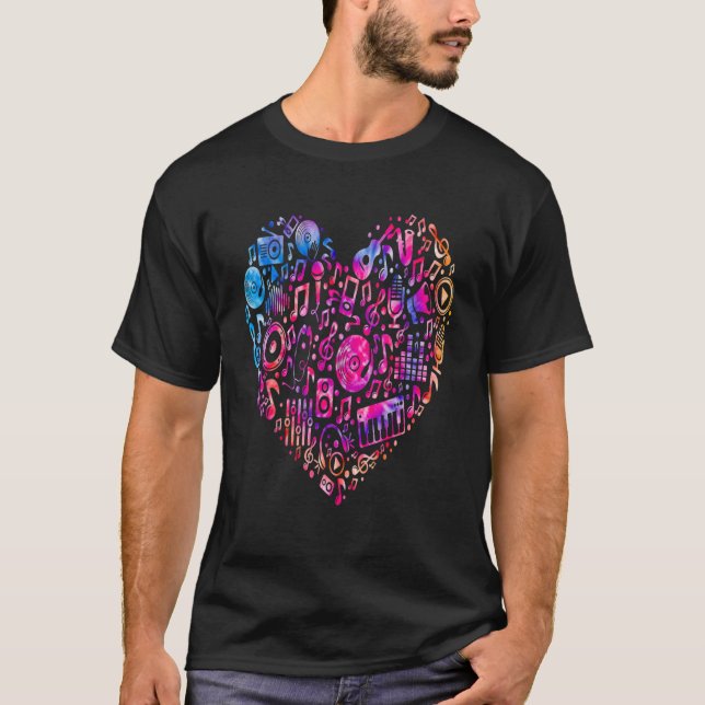 Retro Music Heart Musician Composers Music  Teache T-Shirt (Vorderseite)