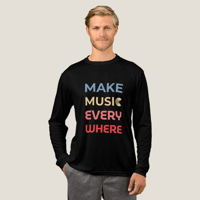 Retro Music Lover Geschenk - Musik überall machen Tri-Blend Shirt (Volle Vorderseite)
