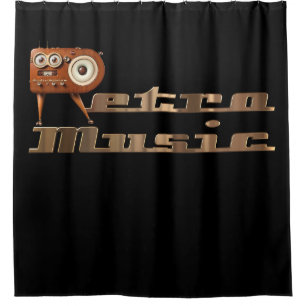 Retro music Minion Duschvorhang