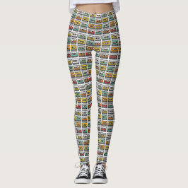 Retro Music Mix Cassette Tape farbig Gemustert Leggings