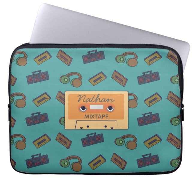 Retro Music Pattern Personalisiertes Mixtape Laptopschutzhülle (Vorderseite)