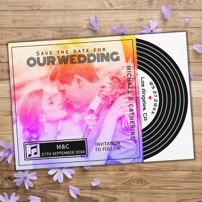 Retro Music Vinyl Record Cover Save the Date (Von Creator hochgeladen)