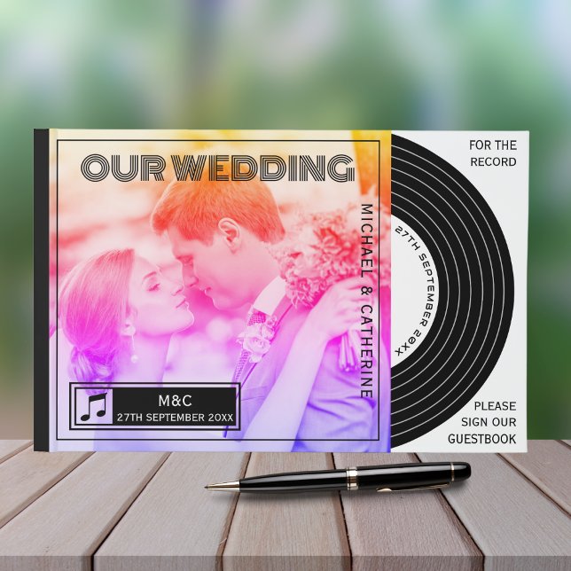 Retro Music Vinyl Record Cover Wedding Gästebuch (Von Creator hochgeladen)
