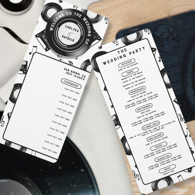 Retro Music Vinyl Wedding Zeremony Party Program (Von Creator hochgeladen)