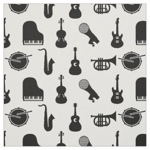 Retro Musical Instrument Icons Black & White Music Stoff