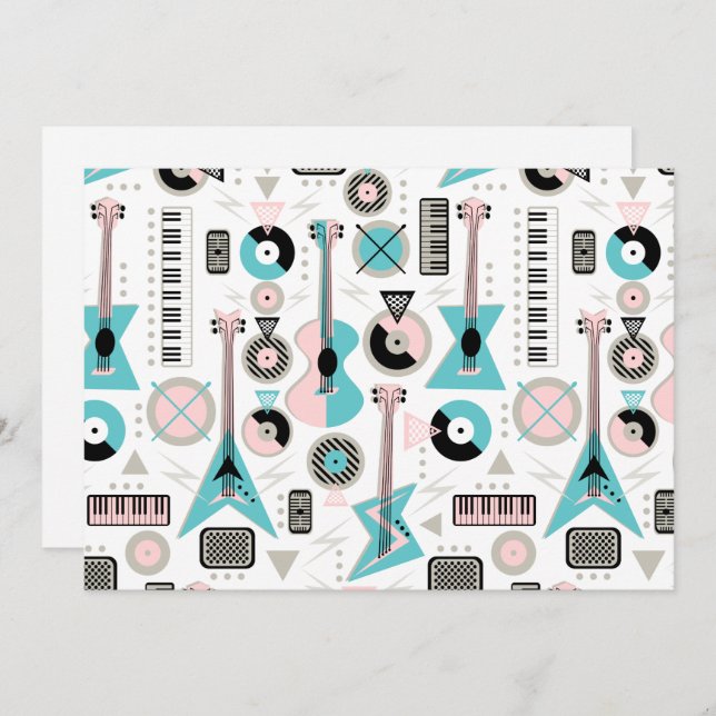 Retro Musical Mayhem Einladung (Vorne/Hinten)