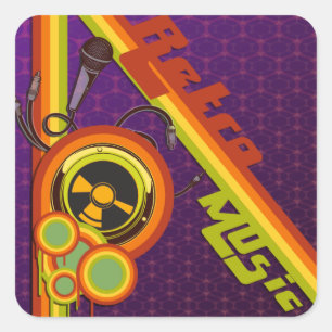 Retro-Musik funky Vektorkunst Quadratischer Aufkleber