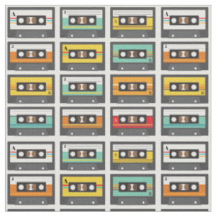 Retro-Musik-Kassette-Mix-Tape-Muster Stoff
