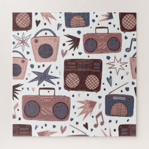 Retro-Musik nahtloses Vintage-Muster. Puzzle