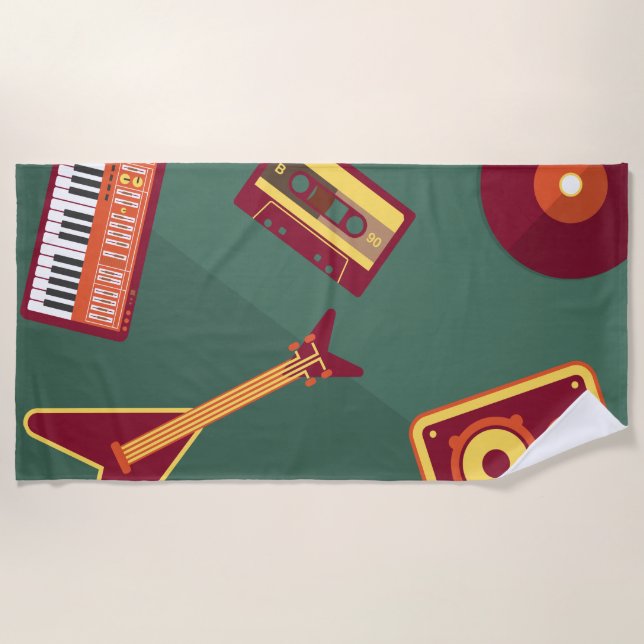 Retro-Musik Strandtuch (Vorderseite)