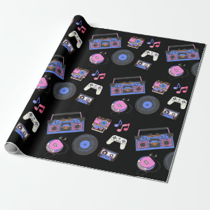 Retro-Musik zum Geburtstag aus den 1980er Jahren Geschenkpapier
