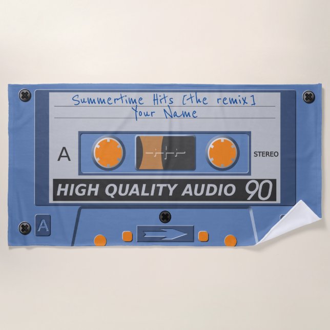 retro Musikkassette des 80ers (mixtape) Strandtuch (Vorderseite)