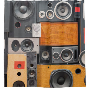 Retro-Musiklautsprecher-Wand-Design Duschvorhang