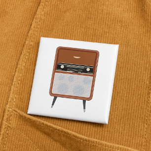Retro-Musikliebhaber Funkgerät Mitte des Jahrhunde Button