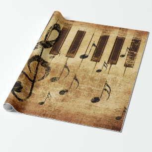 Retro-Musiknoten und Klavier Geschenkpapier