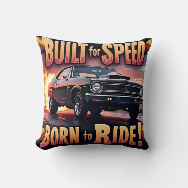 Retro-Muskel - für schnelles grafisches T-Shirt ge Kissen (Vorderseite)