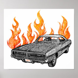Retro Muskelautos Poster