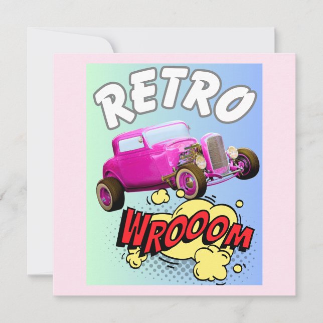 Retro-Muskelwagen Einladung (Vorderseite)