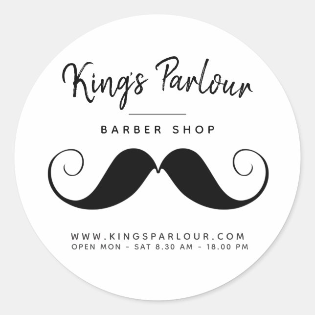 Retro Mustache - Friseur Shop Runder Aufkleber (Vorderseite)