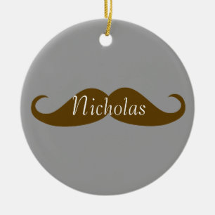 Retro Mustache mit Name Keramikornament
