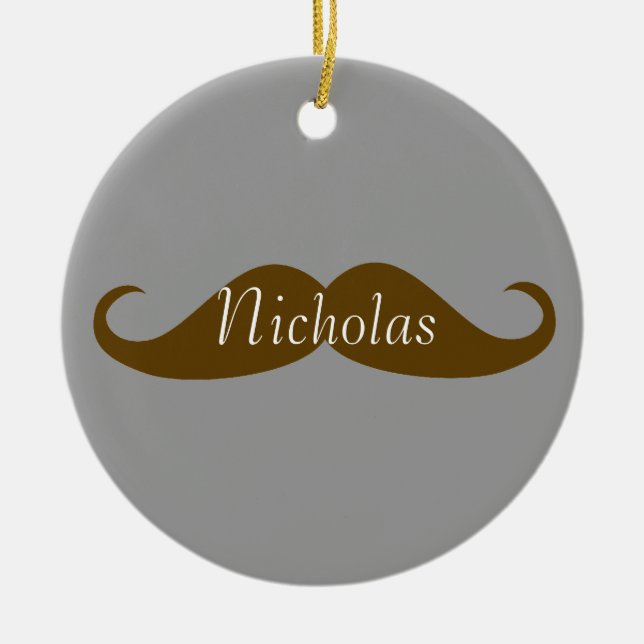 Retro Mustache mit Name Keramikornament (Vorne)