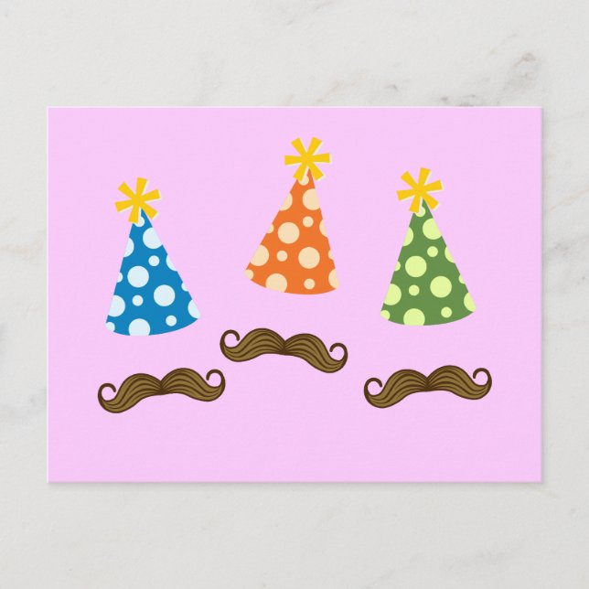 Retro Mustache Party Postkarte (Vorderseite)