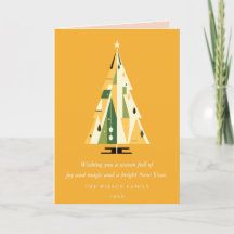 Retro Mustard Green Christmas Tree Business Logo