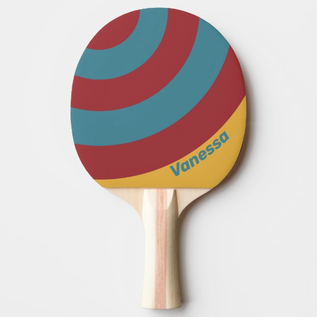 Retro Mustard Seed Circle Stripe with Name Tischtennis Schläger (Vorderseite)