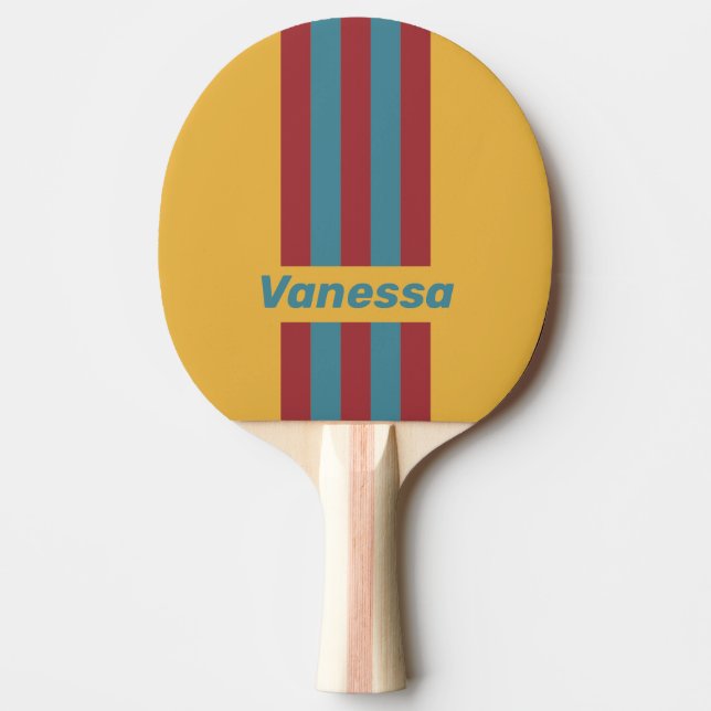 Retro Mustard Seed Pin Stripes with Name Tischtennis Schläger (Vorderseite)